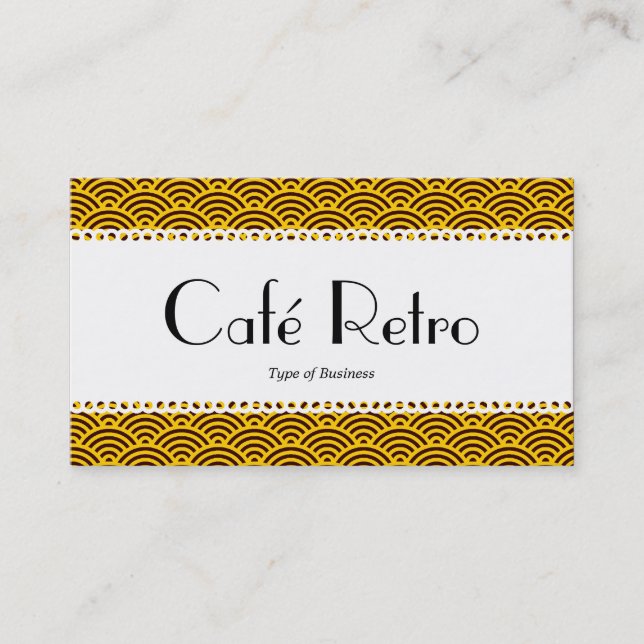 Tarjeta De Visita Café Retro (Scalloped) - Patrón de escalada de pec (Anverso)