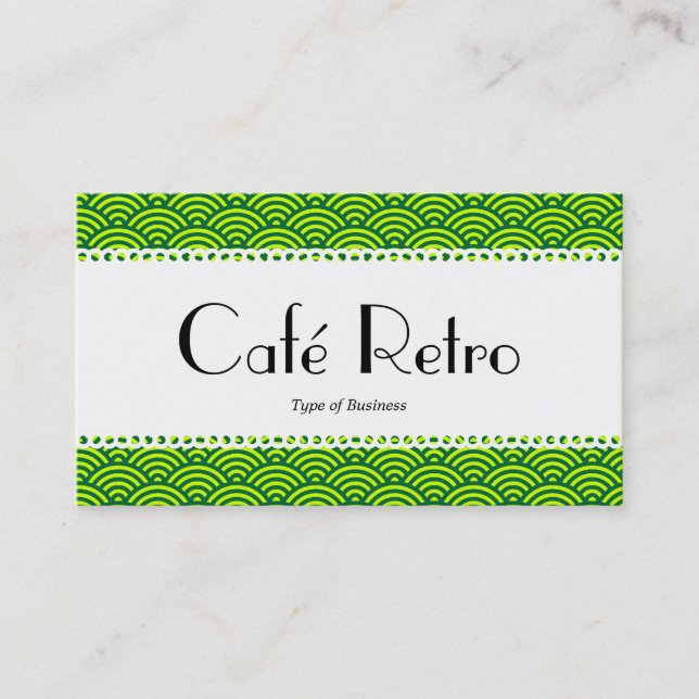 Tarjeta De Visita Café Retro (Scalloped) - Patrón de escalada de pec (Anverso)