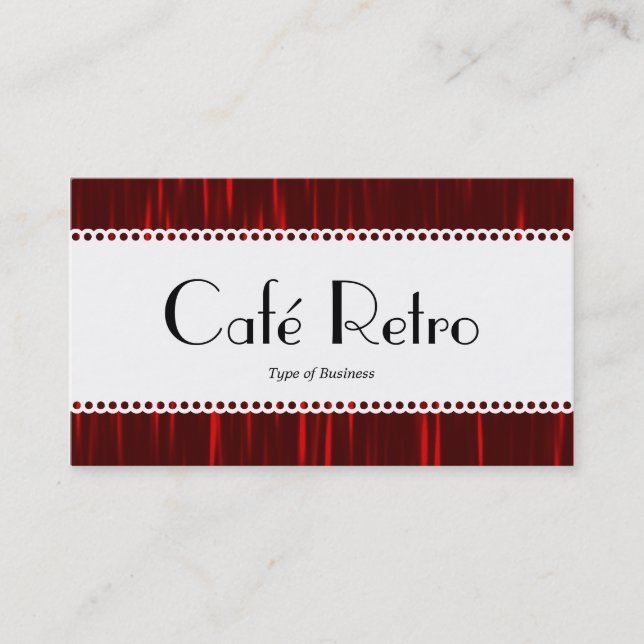 Tarjeta De Visita Café Retro (Scalloped) - Red Streaks (Anverso)