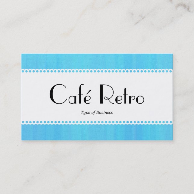 Tarjeta De Visita Café Retro (Scalloped) - Textura azul pintada (Anverso)