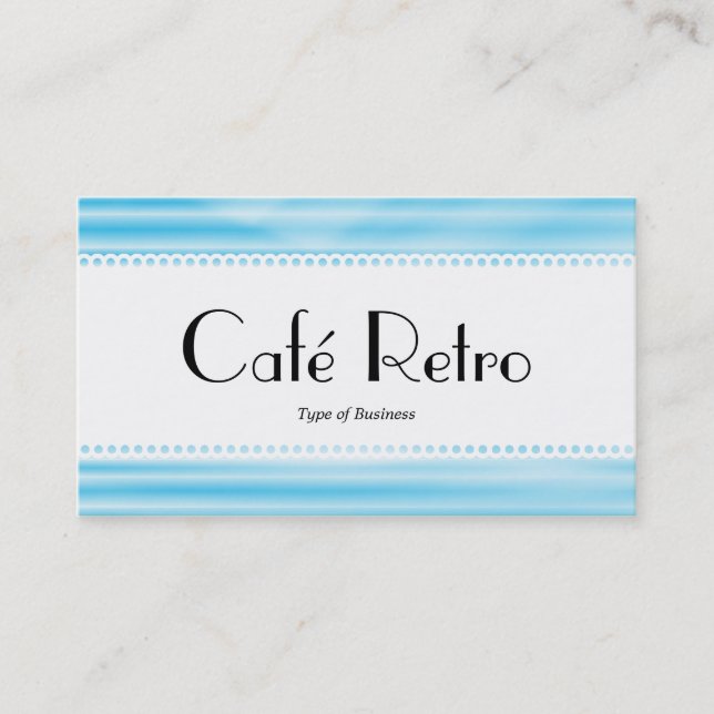 Tarjeta De Visita Café Retro (Vieira) - Azul ondulado (Anverso)