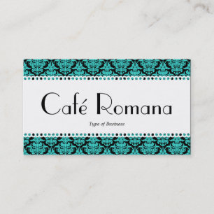 Tarjeta De Visita Café Romana (Vieira) Aqua Damask