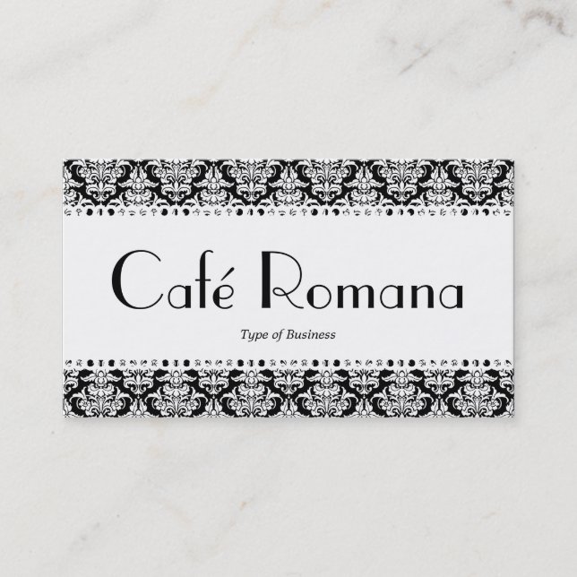 Tarjeta De Visita Café Romana (Vieira) Damasco Blanco (Anverso)