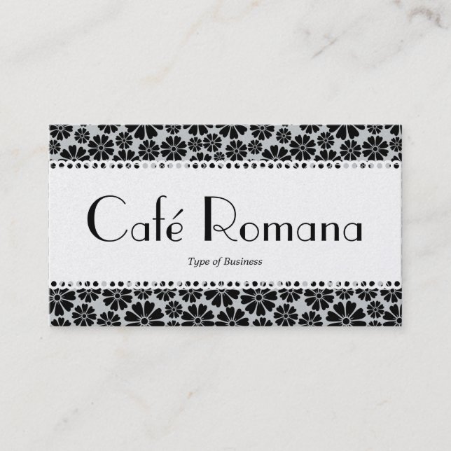 Tarjeta De Visita Café Romana (Vieira) Patrón Floral (Oro) (Anverso)