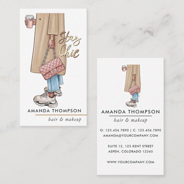 Tarjeta De Visita Café Rosa Girly Chav (Anverso / Reverso)