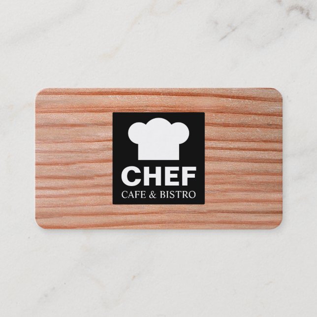 Tarjeta De Visita Café Square Label - Wood 01 (Anverso)