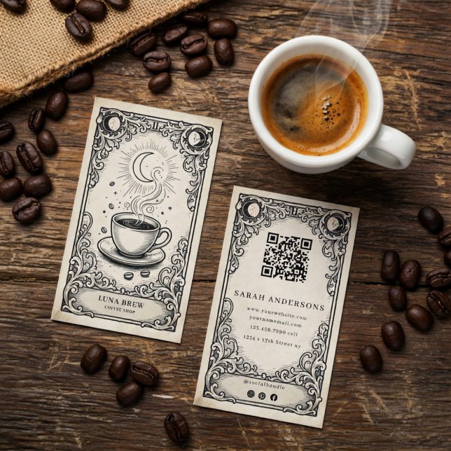 Tarjeta De Visita Cafetería Celestial | Vintage Celestial (Subido por el creador)