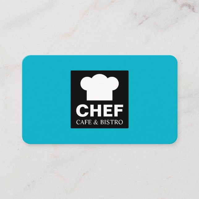 Tarjeta De Visita Cafetería cuadrada - Aqua Blue (Anverso)