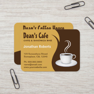 Tarjeta De Visita Cafetería de estilo marrón y beige grande