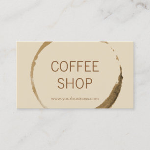 Tarjeta De Visita Cafetería - mancha del café con el fondo beige