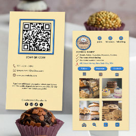 Tarjeta De Visita Cafetería moderna en Instagram Blue & Ivory White