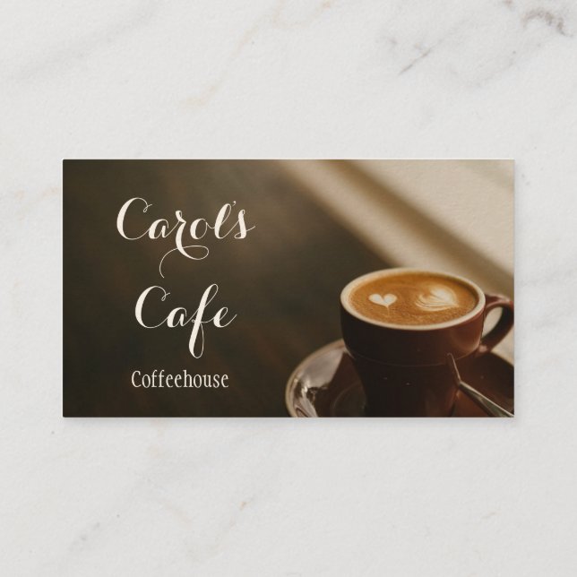 Tarjeta De Visita Cafetería personalizado Coffeehouse (Reverso)