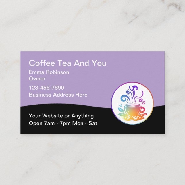 Tarjeta De Visita Cafetería temática de café (Anverso)