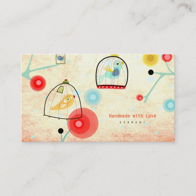 Tarjeta De Visita Cages Birds Business Cards Poppies (Anverso)
