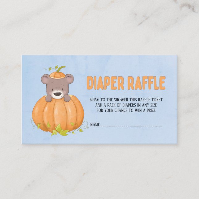 Tarjeta De Visita Caída Cute Otoño Calabaza De Oso De Otoño Raffle (Anverso)