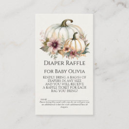 Tarjeta De Visita Caída Rústica Calabaza Blanca Floral Diaper Raffle