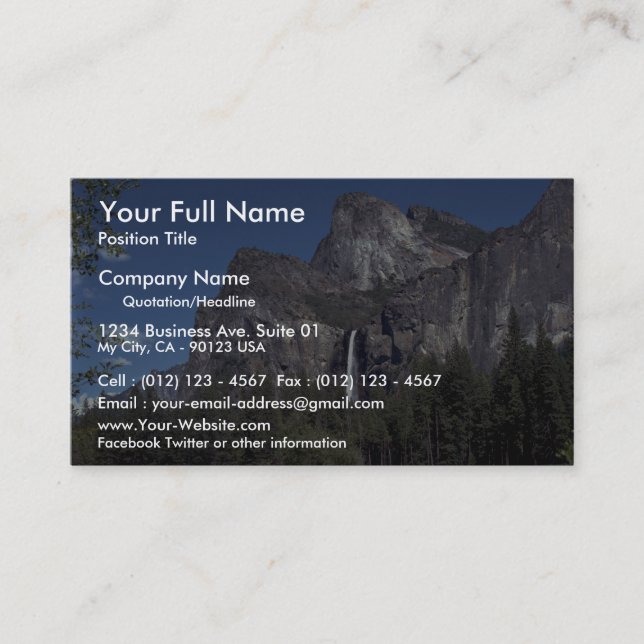 Tarjeta De Visita Caídas del valle de Yosemite, los E.E.U.U. (Anverso)