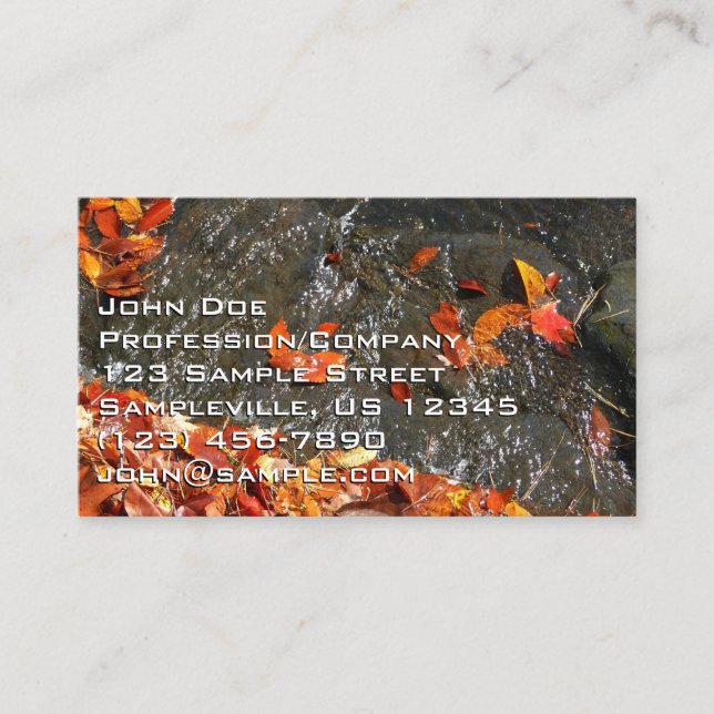 Tarjeta De Visita Caídas en cataratas en fotografía de otoño (Anverso)