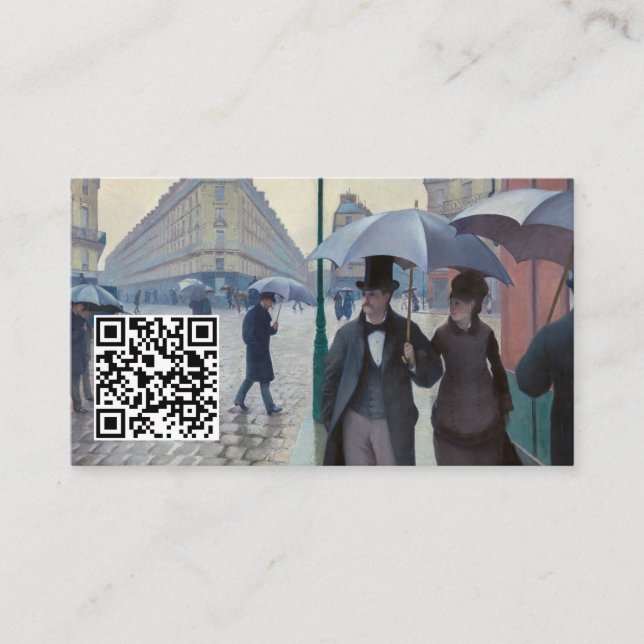 Tarjeta De Visita Caillebotte - Paris Street; Rainy Day - QR Code (Anverso)