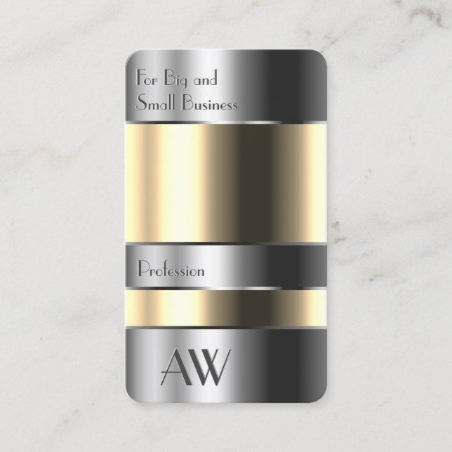 Tarjeta De Visita Caja de aluminio con letras plateadas de sustancia (Anverso)