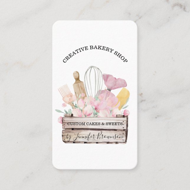 Tarjeta De Visita Caja de flores para pasteleros de panadería (Anverso)
