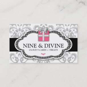 Tarjeta De Visita Caja de regalo divina del damasco del blanco gris