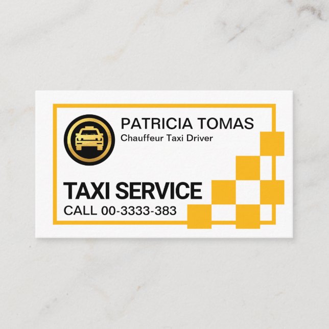 Tarjeta De Visita Caja de verificación amarilla creativa marco taxi (Anverso)