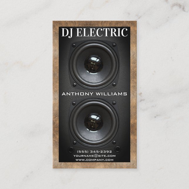 Tarjeta De Visita Caja del altavoz del subwoofer | Cuero (Anverso)