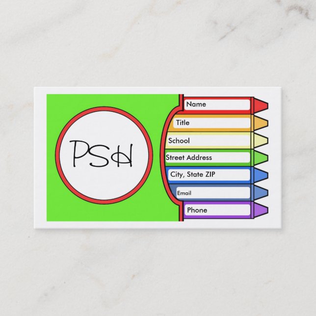 Tarjeta De Visita Caja inicial de creyones (Anverso)