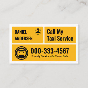 Tarjeta De Visita Cajas de taxi amarillas elegantes conductor de tax