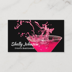 Tarjeta De Visita Cajero de Splash Rosado Caliente y Servicio de Eve