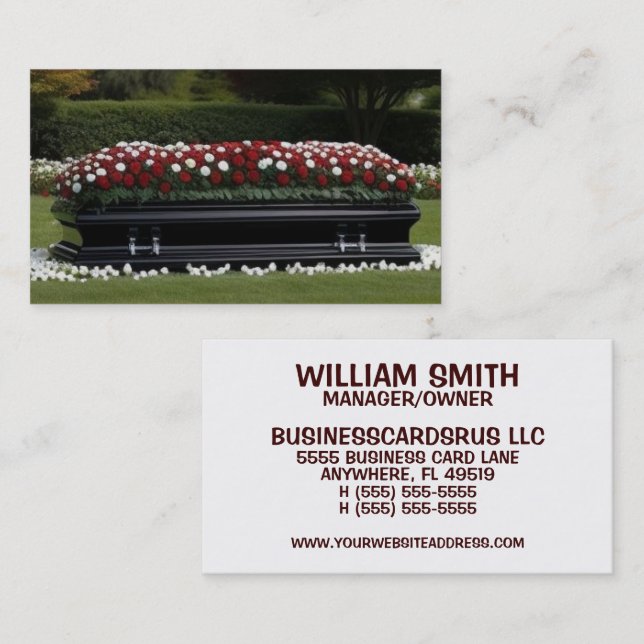 Tarjeta De Visita Cajón de servicio de Graveside Funket Home Directo (Anverso / Reverso)