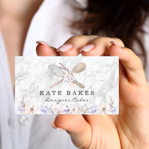 Tarjeta De Visita Cake Baking Marble Floral acuarela acuarela Tarjet