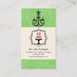 Tarjeta De Visita Cake Boutique Fancy Green Damask