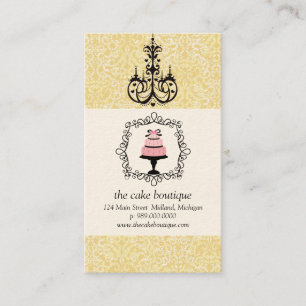 Tarjeta De Visita Cake Boutique Fancy Yellow Damask