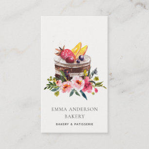 TARJETA DE VISITA CAKE PATISSERIE CUPCAKE BAKERÍA FLORAL DE FRUTA D