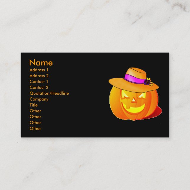 Tarjeta De Visita Calabaza (Anverso)