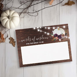 Tarjeta De Visita Calabaza Blanca de Otoño Enamorarse Palabras de Sa