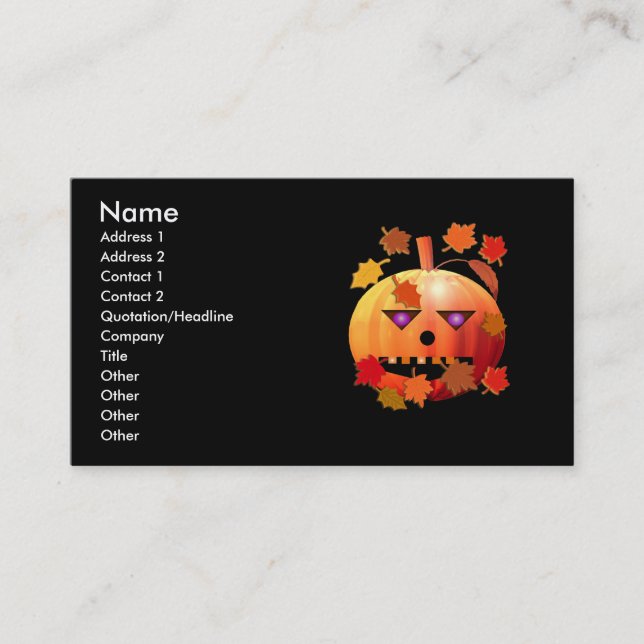 Tarjeta De Visita Calabaza loca de Halloween (Anverso)