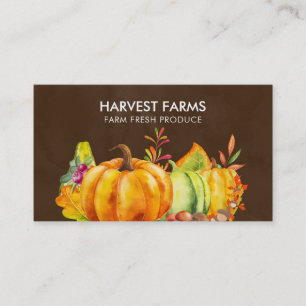 Tarjeta De Visita Calabazas, hojas y verduras de cosecha