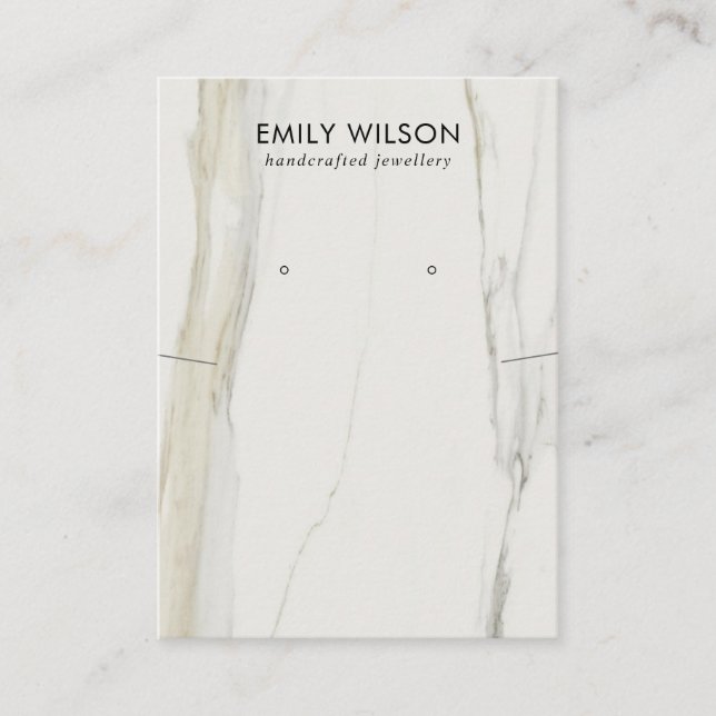 TARJETA DE VISITA CALACATTA MARBLE TEXTURA NECKLACE EARRING PANPLAY (Anverso)