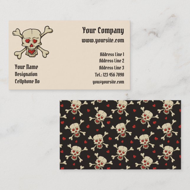 Tarjeta De Visita Calavera con corazón (Anverso / Reverso)