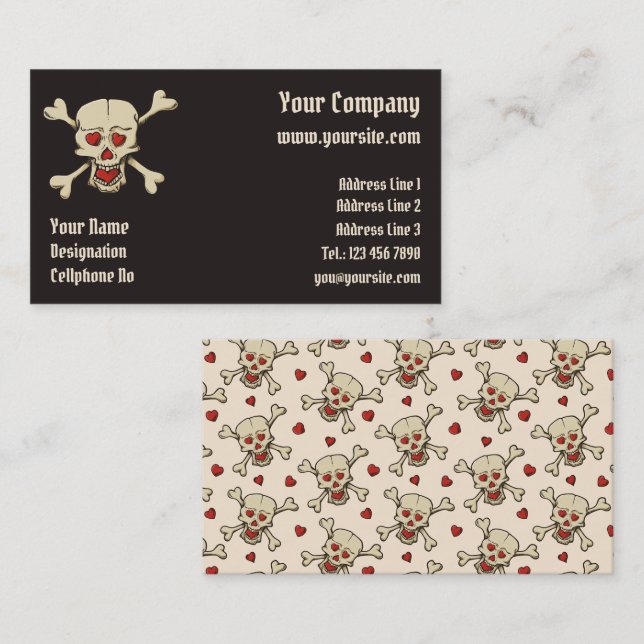 Tarjeta De Visita Calavera con corazón (Anverso / Reverso)