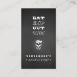 Tarjeta De Visita Calavera de Barbería Retro Vintage Negro