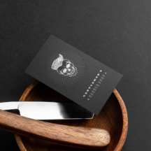 Calavera de la tienda de barberas de cuero negro