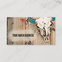 Tarjeta De Visita Calavera de toro occidental de granero rústico Ver