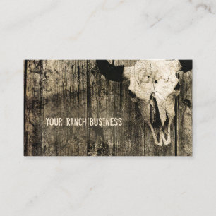 Tarjeta De Visita Calavera de toro occidental Vieja Sepia Brown Rust