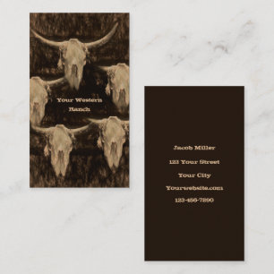 Tarjeta De Visita Calavera de vaca toro País Occidental Sepia Marrón