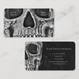 Tarjeta De Visita Calavera Gótica Enfrenta Tatuaje Blanco Y Negro