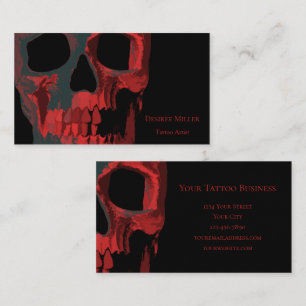 Tarjeta De Visita Calavera gótica verde rojo negro macabro